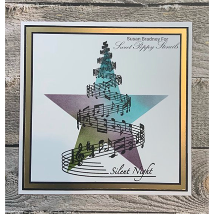 Musical Christmas Tree A6 Stamp Set by Sweet Poppy Stencils