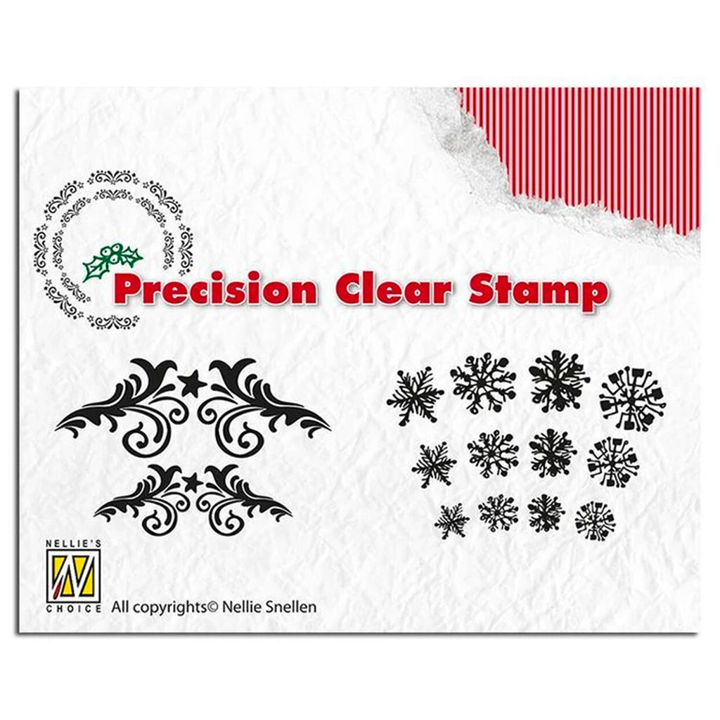 Precision Stamp Set - Christmas Flowerswirl & Snowflake by Nellie's Choice