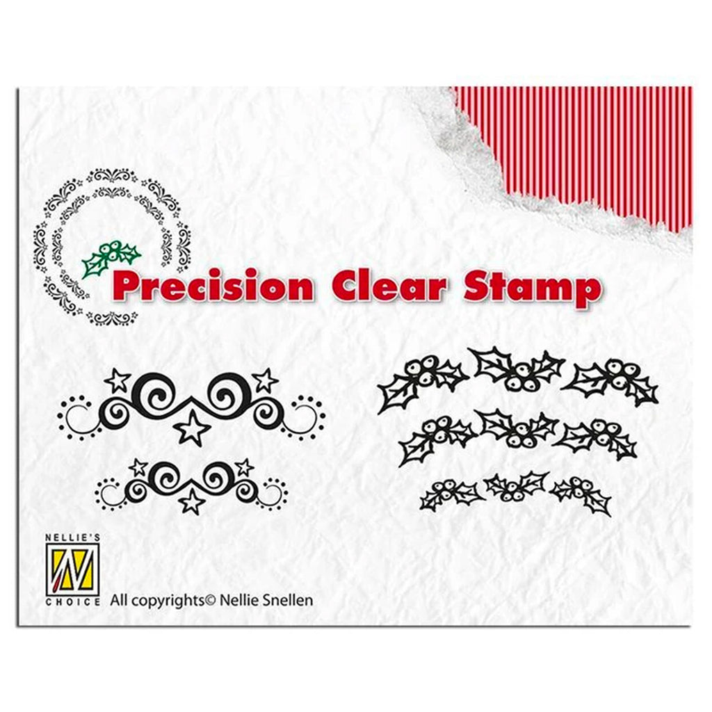 Precision Stamp Set - Christmas Starswirl & Holly by Nellie's Choice