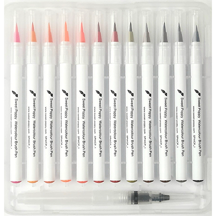 Watercolour Fine Tip Brush Pens, Set 1 by Sweet Poppy Stencils