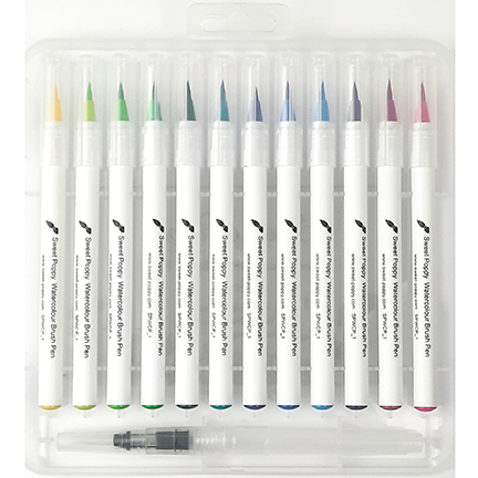 Watercolour Fine Tip Brush Pens, Set 1 by Sweet Poppy Stencils