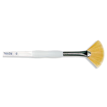 Soft-Grip Golden Taklon Fan Brush, Size 2 by Royal Brush