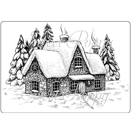 Small Winter Cottage A7 Stamp by Sweet Poppy Stencils