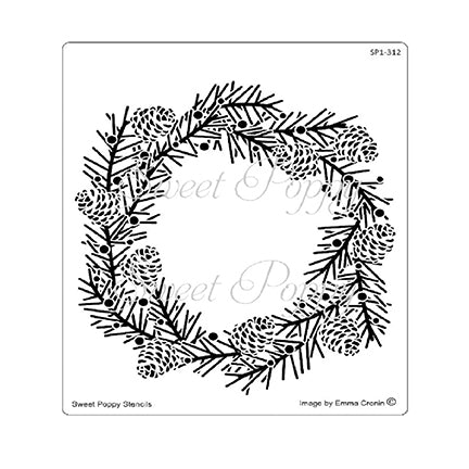 Pine Wreath Stencil by Sweet Poppy Stencils