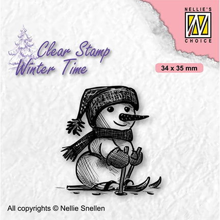 Winter Time Skiing Snowman Stamp by Nellie's Choice