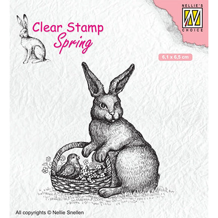 Spring Easter Hare With Basket Stamp by Nellie's Choice