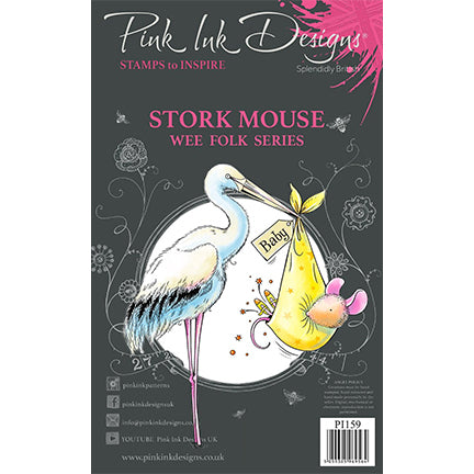 Wee Folk Series "Stork Mouse" A7 Stamp Set by Pink Ink Designs