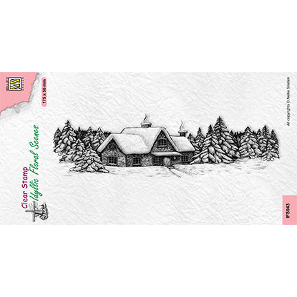 Idyllic Floral Scene Slimline Snow House Stamp by Nellie's Choice