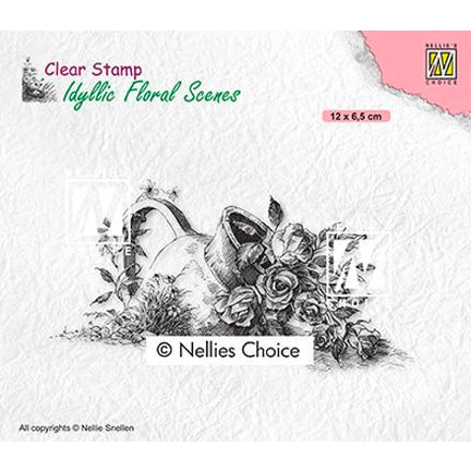 Idyllic Floral Scene Vase with Roses Stamp by Nellie's Choice