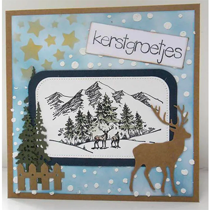 Christmas Time Winter Landscape with Deer 1 by Nellie's Choice