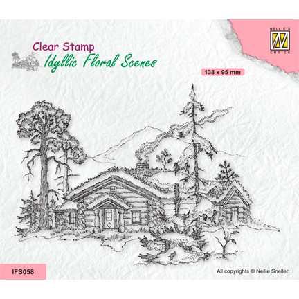 Idyllic Floral Scene Wintery Scene with House & Trees by Nellie's Choice