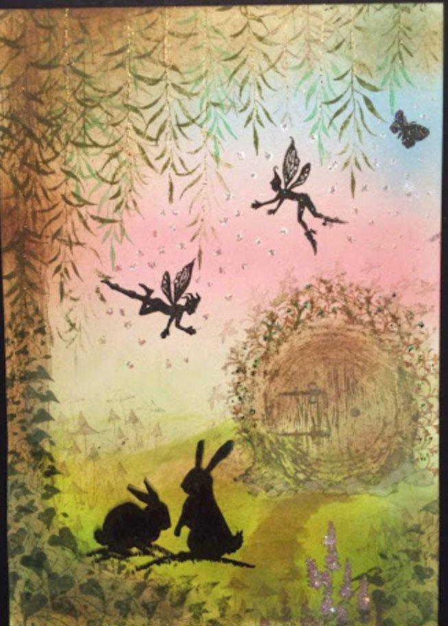Three Dancing Fairies by Lavinia Stamps LAV136a available at Del Bello's Designs